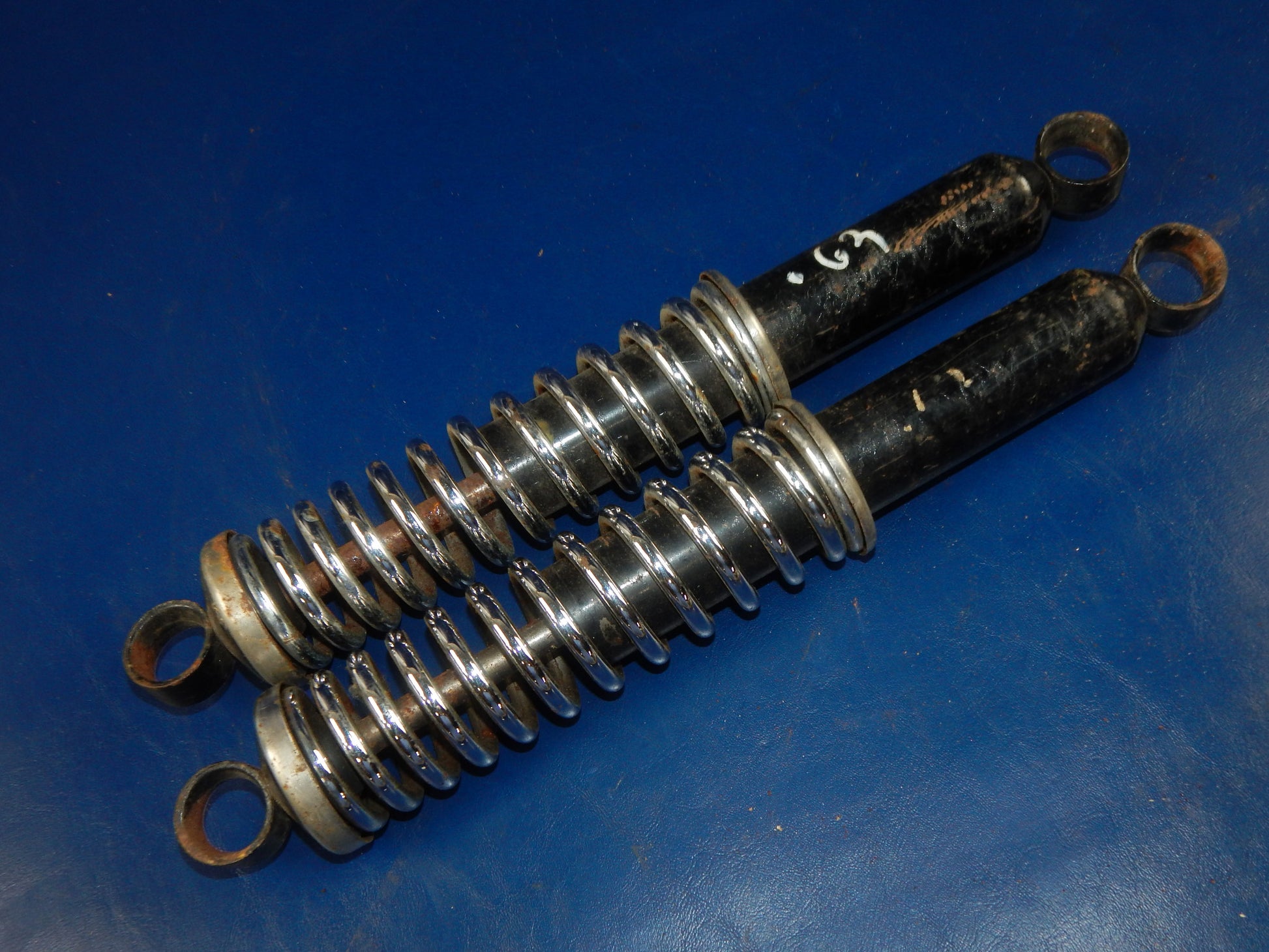 1pr VINTAGE MOTORCYCLE REAR SHOCKS SUSPENSION L=13.5" GILERA MORINI SACHS HONDA - MotoRaider