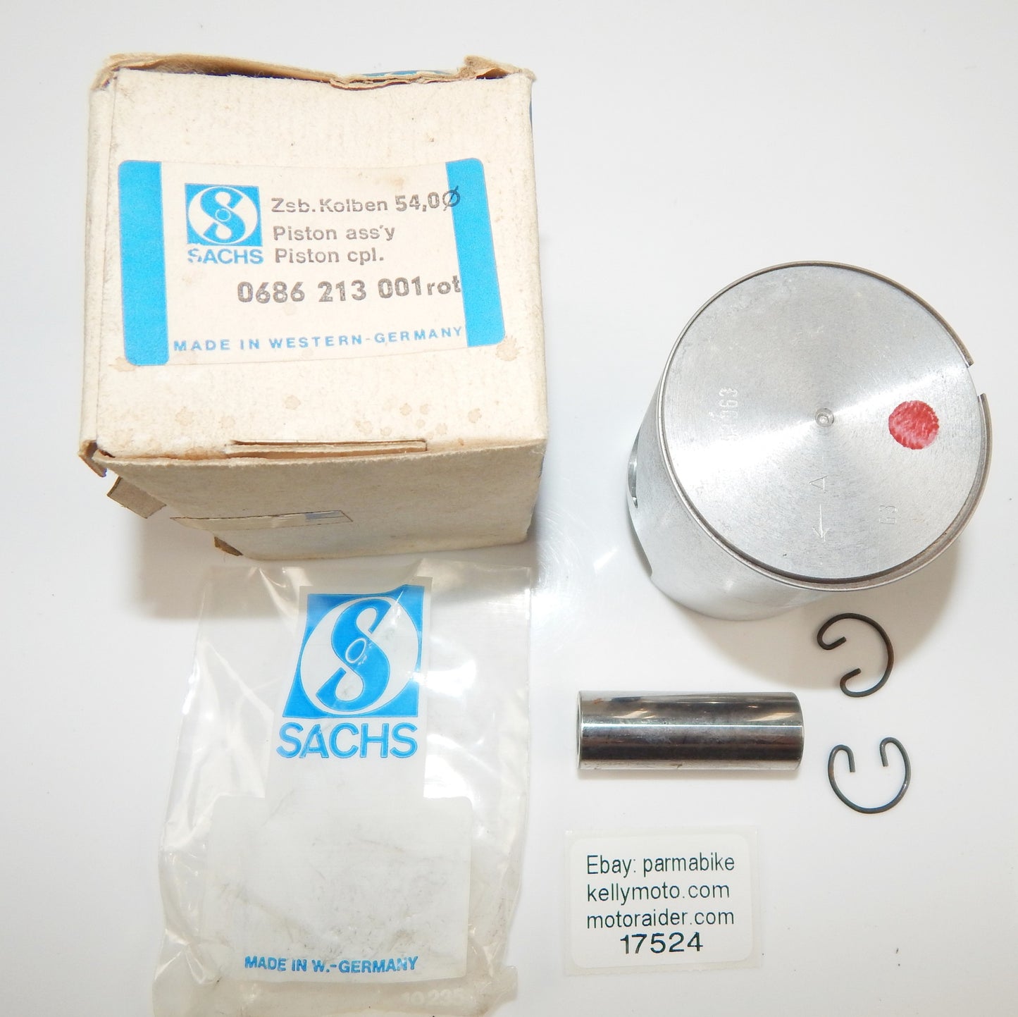 OEM SACHS MOTOR HERCULES DKW RING PISTON CLIPS PISTON D=54mm 0686-213-001 ROT - MotoRaider