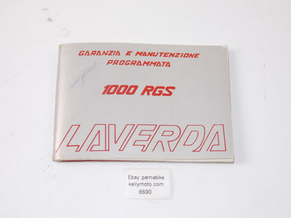 1982 LAVERDA 1000 RGS "SCHEDULED WARRANTY AND MAINTENANCE" MANUAL BOOK ITALIAN - MotoRaider