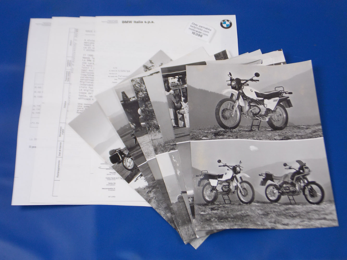 BMW 1980-1990 GS R80 R100 ORIGINAL VINTAGE DEALER PHOTOS 7X9.5"+LETTER ITALY - MotoRaider