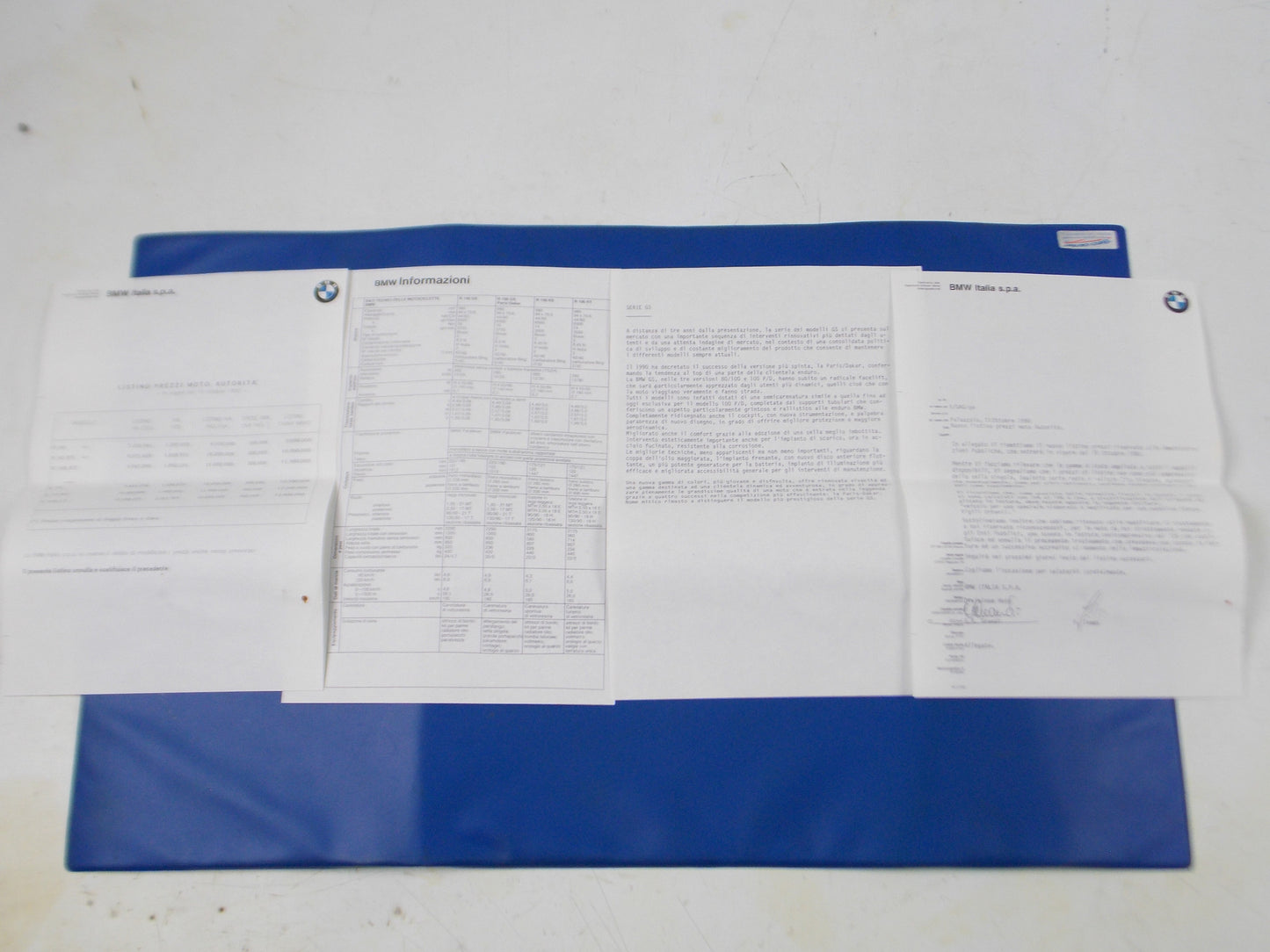 BMW 1980-1990 GS R80 R100 ORIGINAL VINTAGE DEALER PHOTOS 7X9.5"+LETTER ITALY - MotoRaider