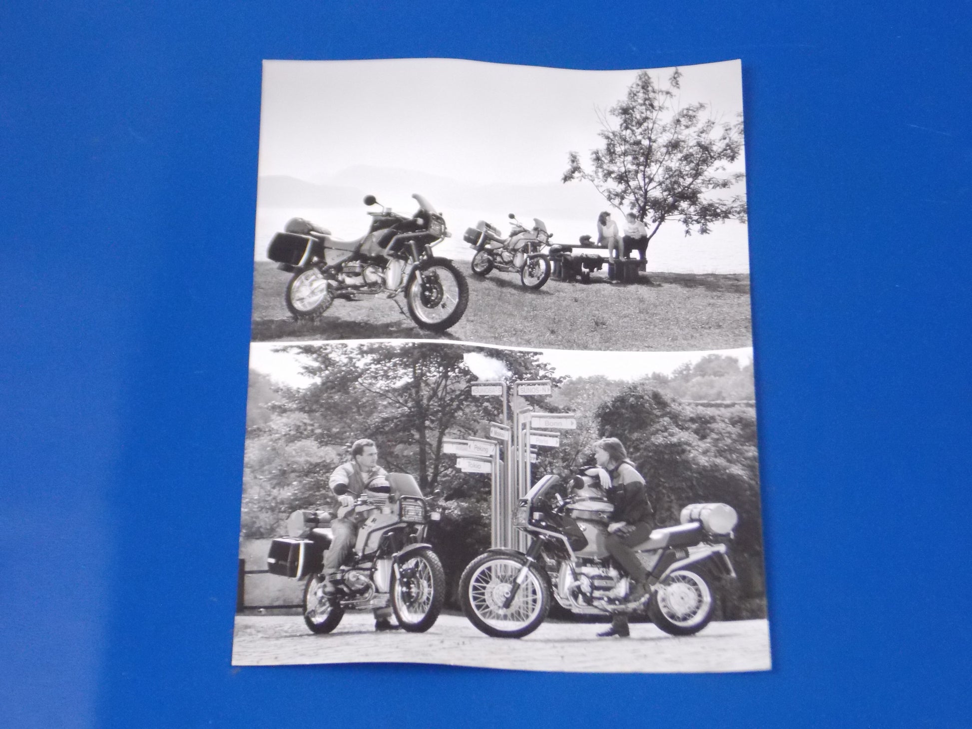 BMW 1980-1990 GS R80 R100 ORIGINAL VINTAGE DEALER PHOTOS 7X9.5"+LETTER ITALY - MotoRaider