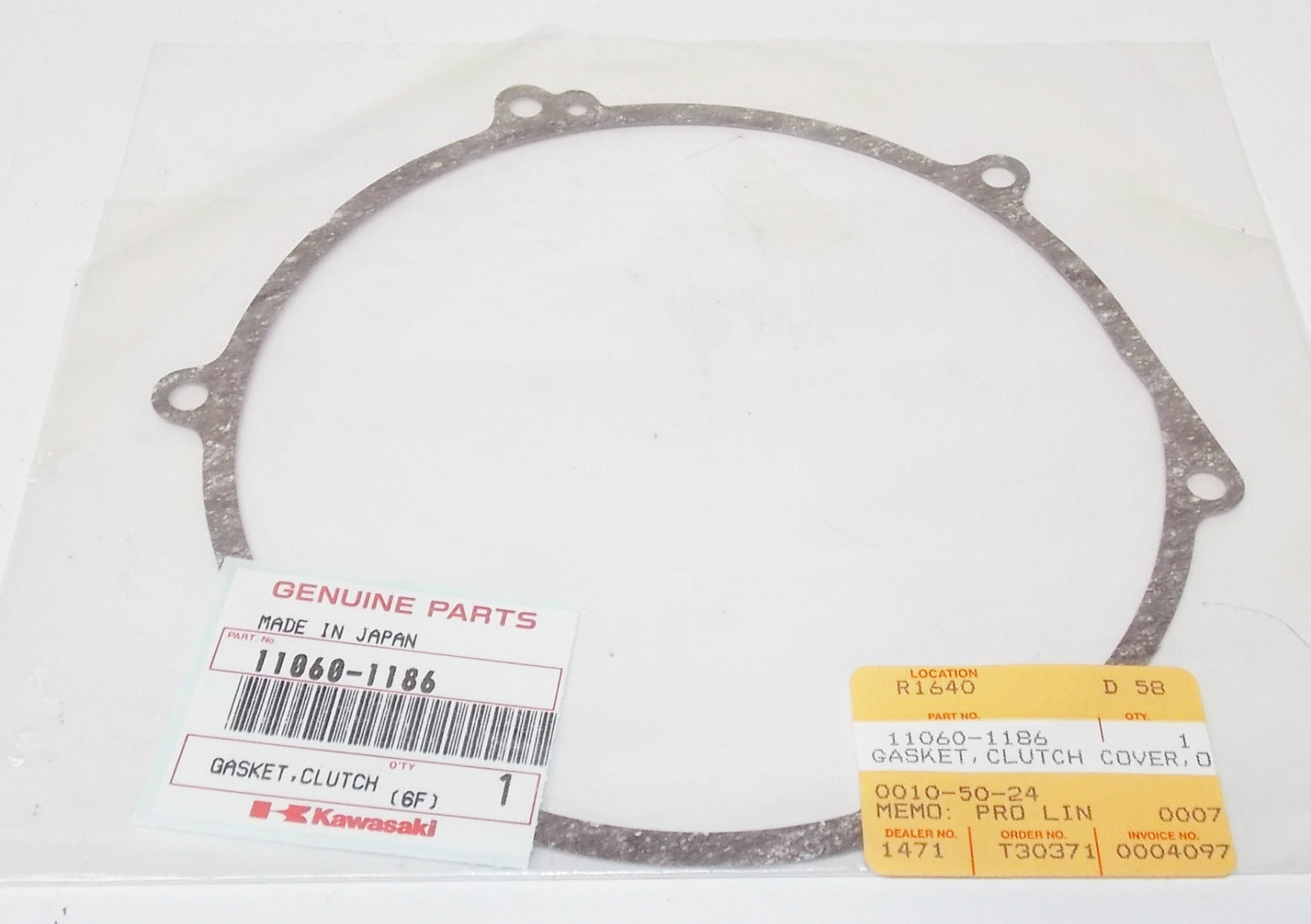 NOS OEM NEW KAWASAKI 1992 1993 KX250 CLUTCH COVER GASKET SEAL 11060-1186 - MotoRaider