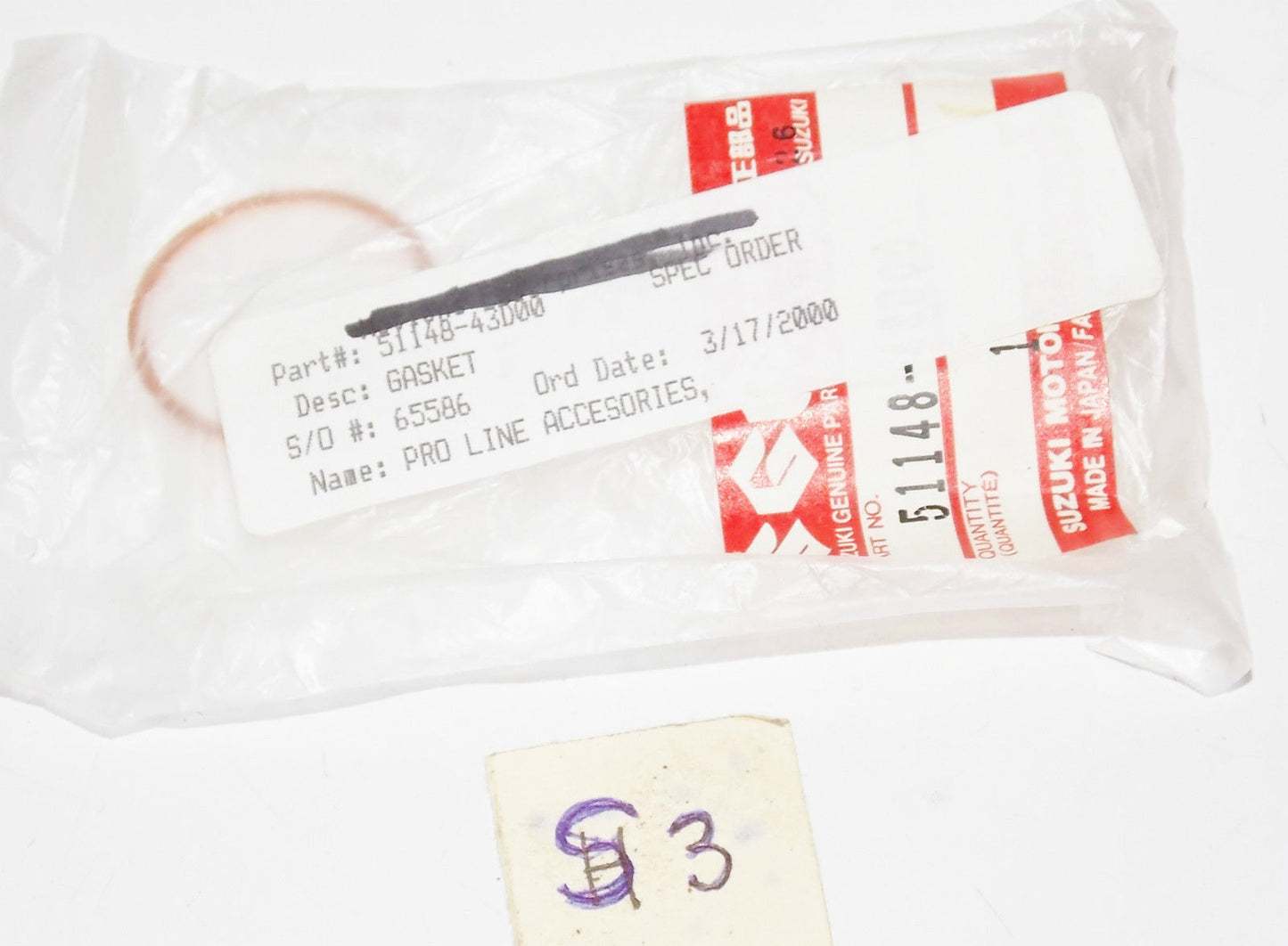 OEM SUZUKI 1993 1994 1995 RM125 RM250 RMX250 FORK CENTER BOLT GASKET 51148-43D00 - MotoRaider