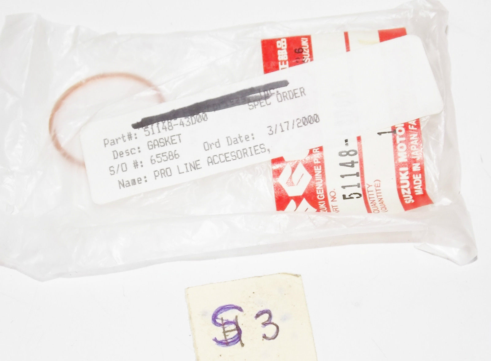 OEM SUZUKI 1993 1994 1995 RM125 RM250 RMX250 FORK CENTER BOLT GASKET 51148-43D00 - MotoRaider