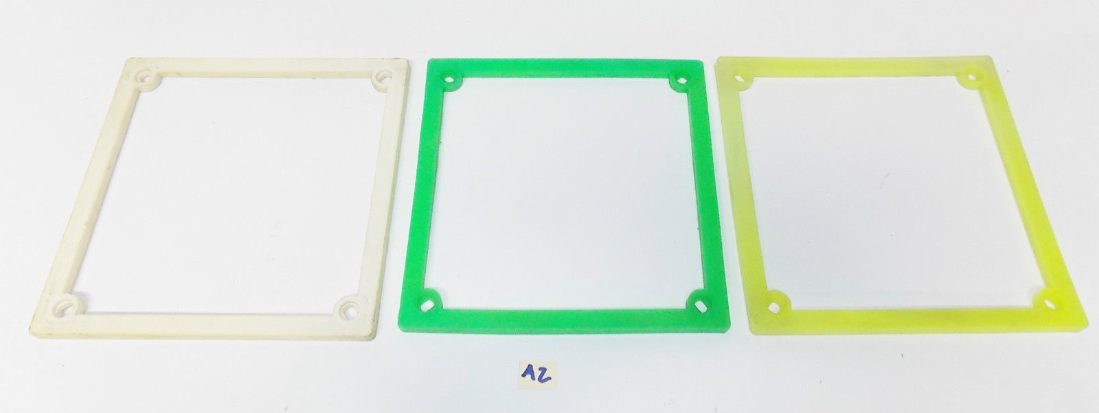 3 VINTAGE LICENSE PLATE FRAME BAZEL 6.5"X6.5" 165X165MM CAR SCOOTER GREEN WHITE - MotoRaider