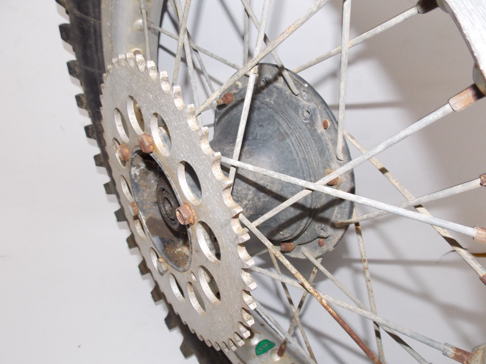 1970'S CAGIVA 18" REAR WHEEL SPOKES HUB TIRE RIM 47T SPROCKET VMX 125 250 500 - MotoRaider