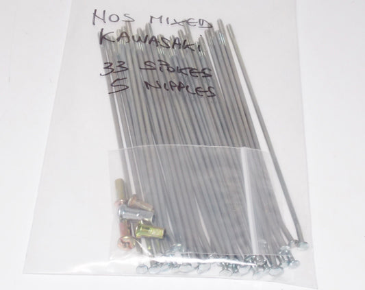 NOS KAWASAKI MIXED 33 SPOKES 5 NIPPLES ASSORTED - MotoRaider
