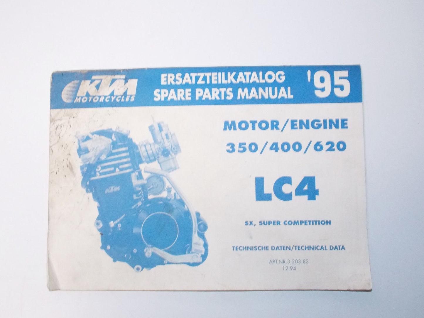 1995 KTM SX 350 400 620 LC4 ENGINE SPARE PARTS MANUAL MOTOR BOOK LIST 3.203.83 - MotoRaider