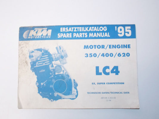 1995 KTM SX 350 400 620 LC4 ENGINE SPARE PARTS MANUAL MOTOR BOOK LIST 3.203.83 - MotoRaider