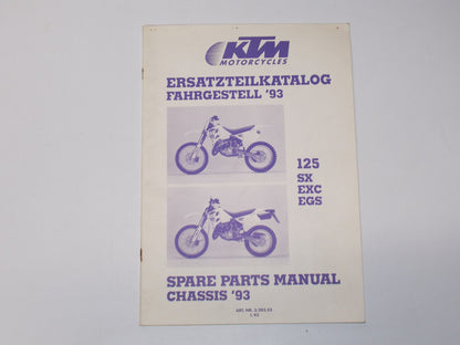 1993 KTM 125 SX EXC EGS CHASSIS FRAME SPARE PARTS MANUAL BOOK LIST 3.203.55 - MotoRaider