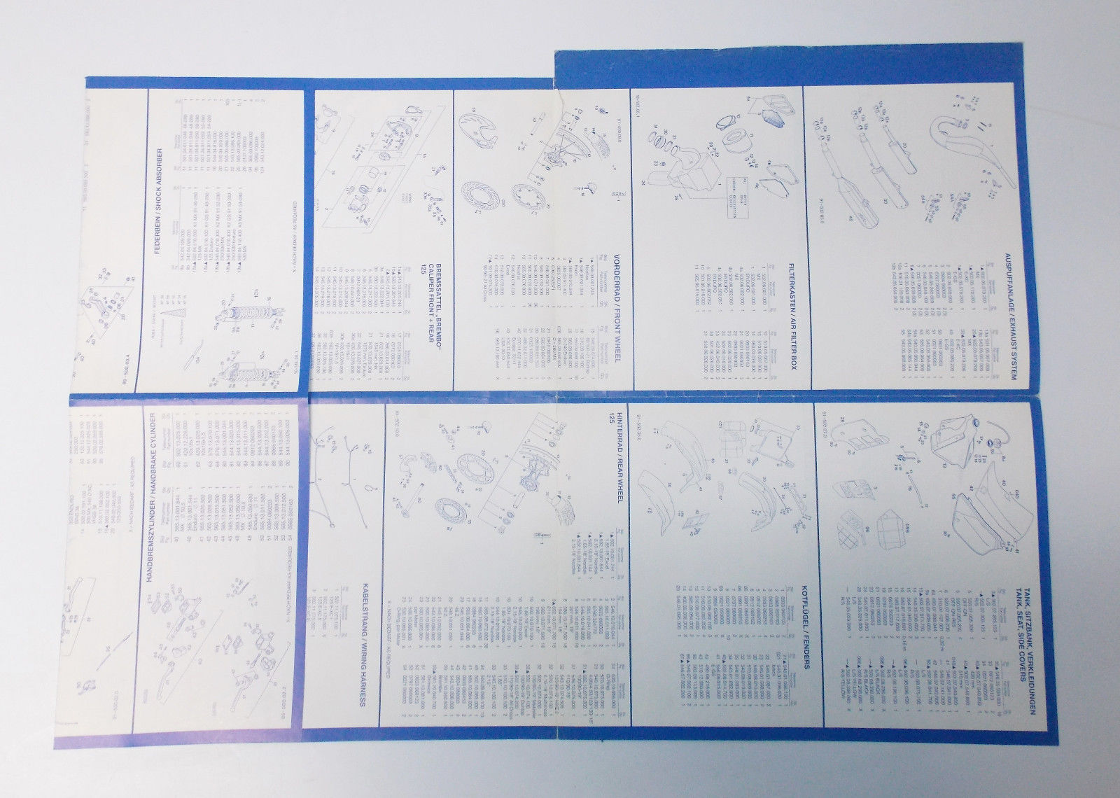 1991 KTM 125 MX D-XC E-XC E-GS CHASSIS FRAME SPARE PARTS POSTER LIST 3.203.23 - MotoRaider