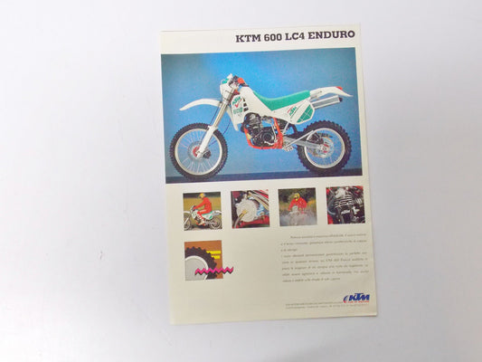 1991 KTM 600 LC4 ENDURO FOUR STROKE BROCHURE DEPLIANT ADVERTISMENT ITALIAN - MotoRaider