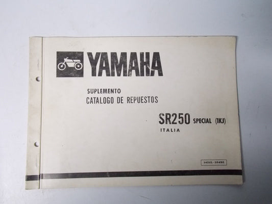 NEW YAMAHA 1987 SR250 SUPPLEMENT PARTS MANUAL BOOK PAMPHLET 1421L-35452 SPANISH - MotoRaider