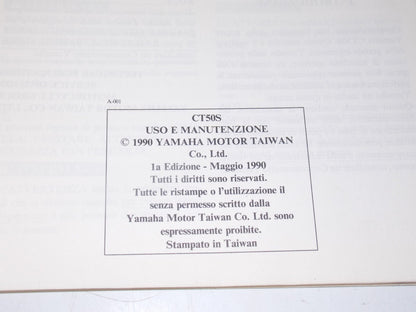 1990 YAMAHA CT50S SCOOTER OWNER USE MANUAL BOOK BOOKLET ITALIAN 3NT-F8199-W3 - MotoRaider