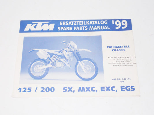 1999 125 200 SX MXC EXC EGS CHASSIS FRAME PART LIST MANUAL BOOK DIAGRAM 3.204.55 - MotoRaider