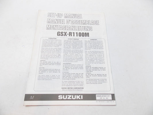 NEW SUZUKI 1990 SET-UP MANUAL GSX1100  ENGLISH FRENCH GERMAN 99505-01321-011 - MotoRaider