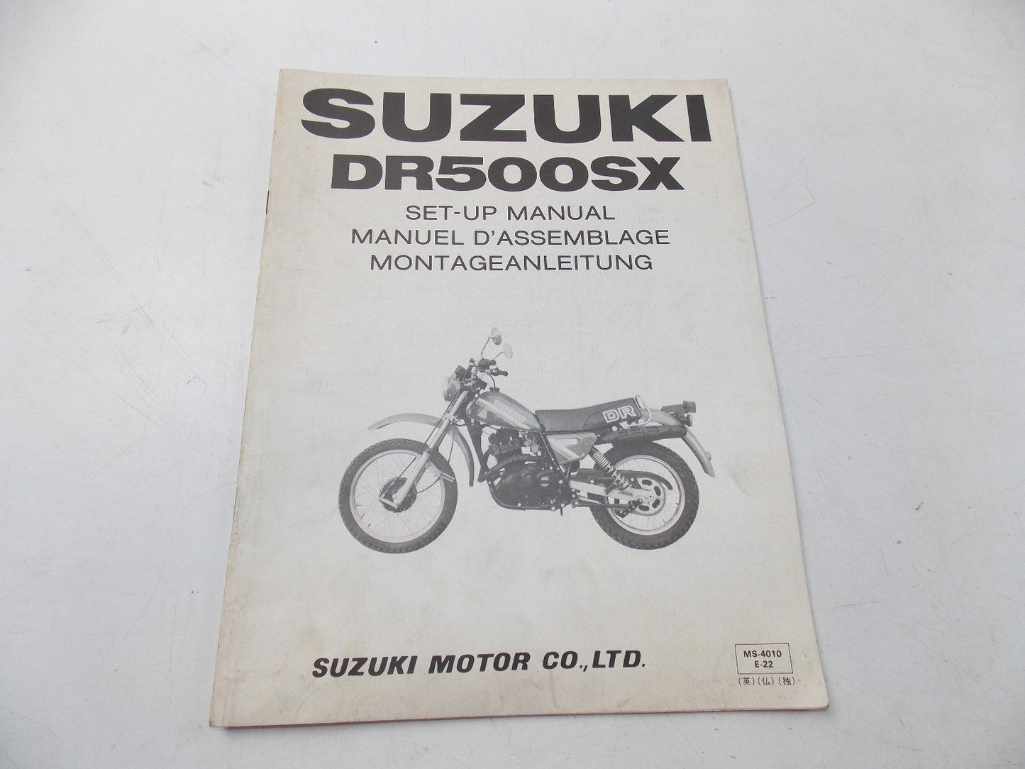 NEW SUZUKI 1981 SETUP MANUAL DR500SX ENGLISH FRENCH GERMAN  MS-4010E-22 - MotoRaider