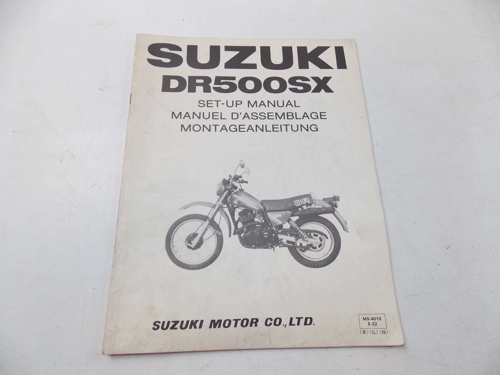 NEW SUZUKI 1981 SETUP MANUAL DR500SX ENGLISH FRENCH GERMAN  MS-4010E-22 - MotoRaider