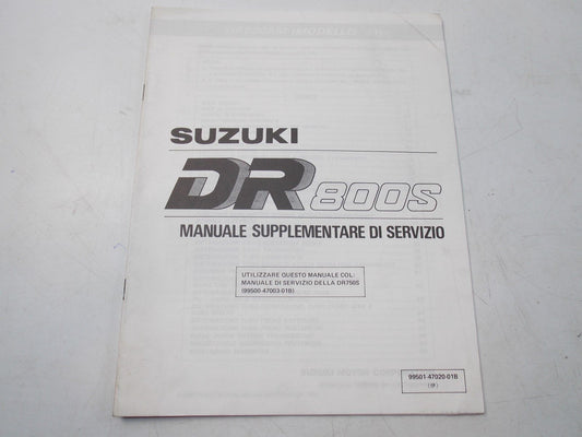 NEW SUZUKI 1991 SUPPLEMENT MANUAL BOOK DR800S ITALIAN  99501-47020-01B - MotoRaider
