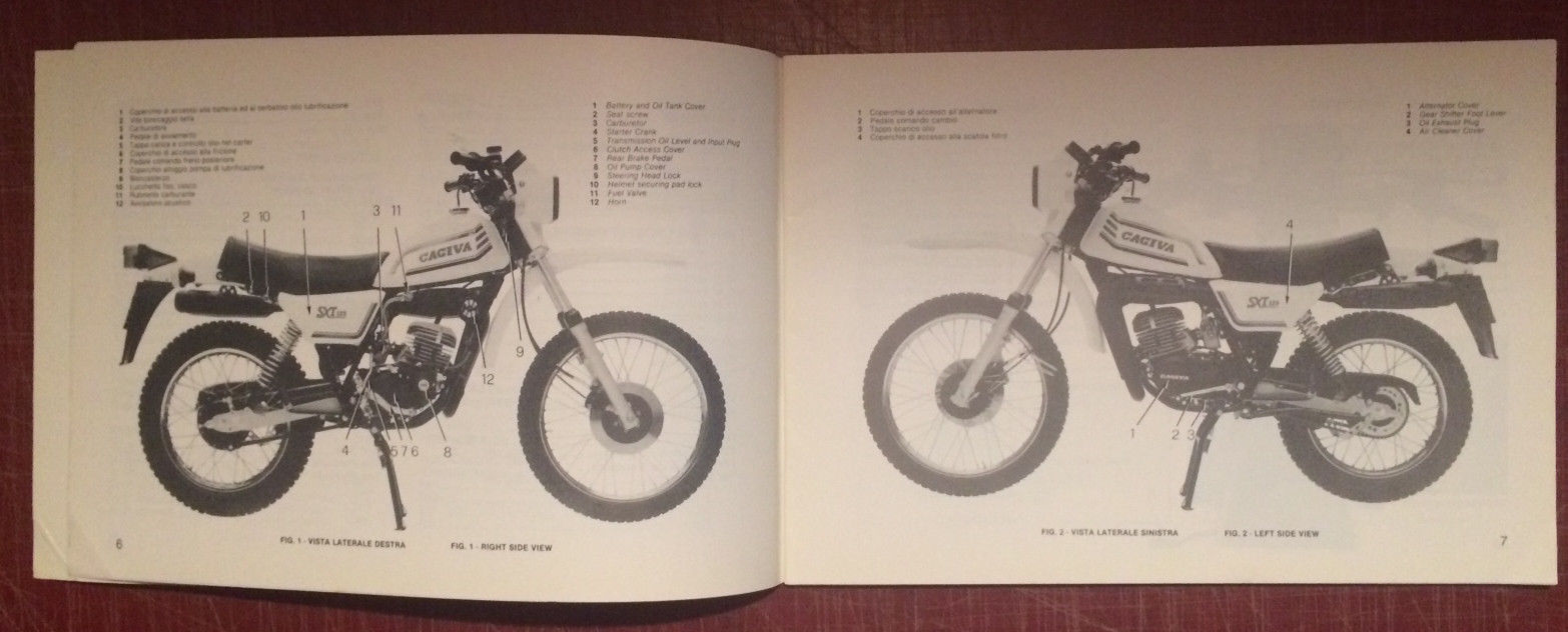 NEW CAGIVA OWNER'S MANUAL BOOK BOOKLET ENGLISH ITALIAN SXT125 SXT 125 37528 - MotoRaider