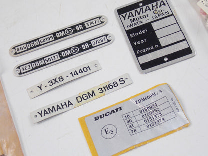 YAMAHA XS500 XS850 XS400 DUCATI 1986 CAGIVA VMX 125 MIXED TAGS FRAME PLATE - MotoRaider