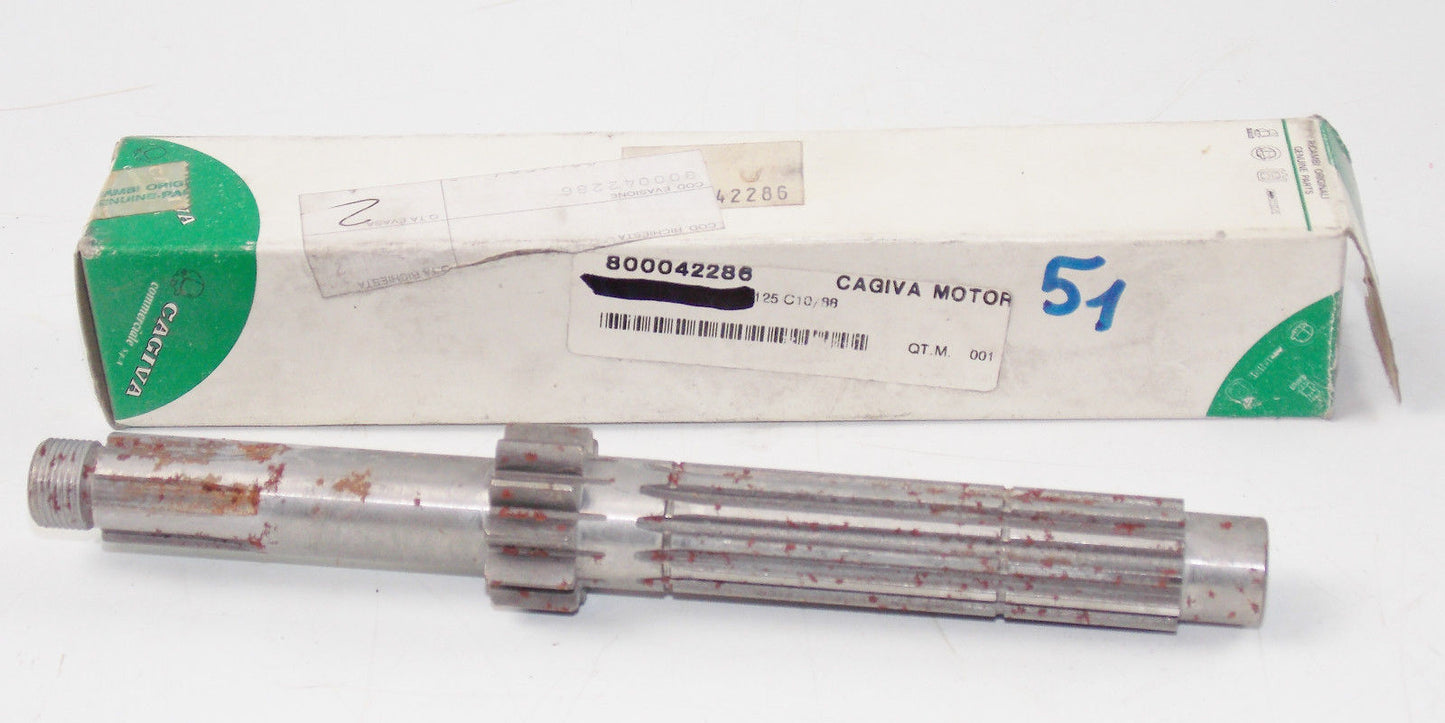 NOS GENUINE CAGIVA 1988 FRECCIA 125 C10 TRANSMISSION PRIMARY SHAFT 800042286 - MotoRaider