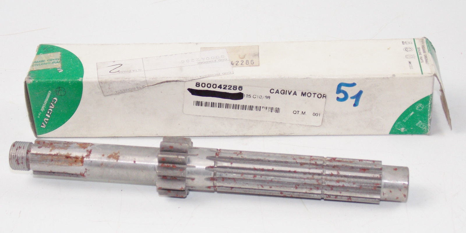 NOS GENUINE CAGIVA 1988 FRECCIA 125 C10 TRANSMISSION PRIMARY SHAFT 800042286 - MotoRaider