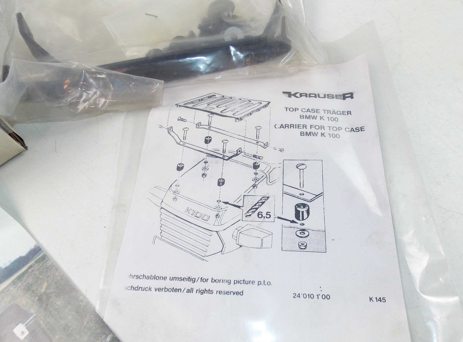 NOS KRAUSER BK 21/55 CARRIER TOP BOX CASE CARGO REAR LUGGAGE MOTORCYCLE BMW K100 - MotoRaider