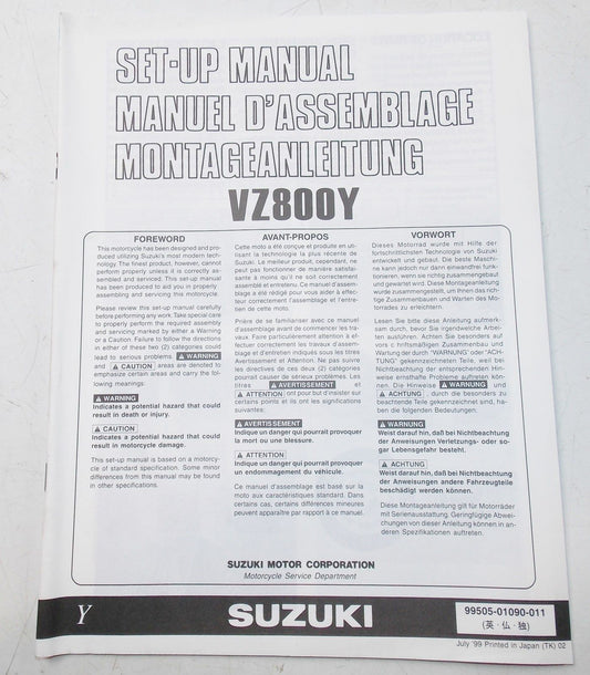 USED SUZUKI 1999 SET-UP MANUAL  VZ8004   99505-01090-011 - MotoRaider