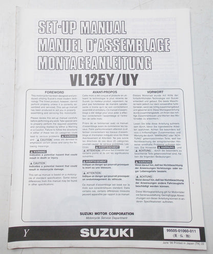 USED SUZUKI 1999  SET-UP MANUAL  VL125Y/UY   99505-01060-011 - MotoRaider