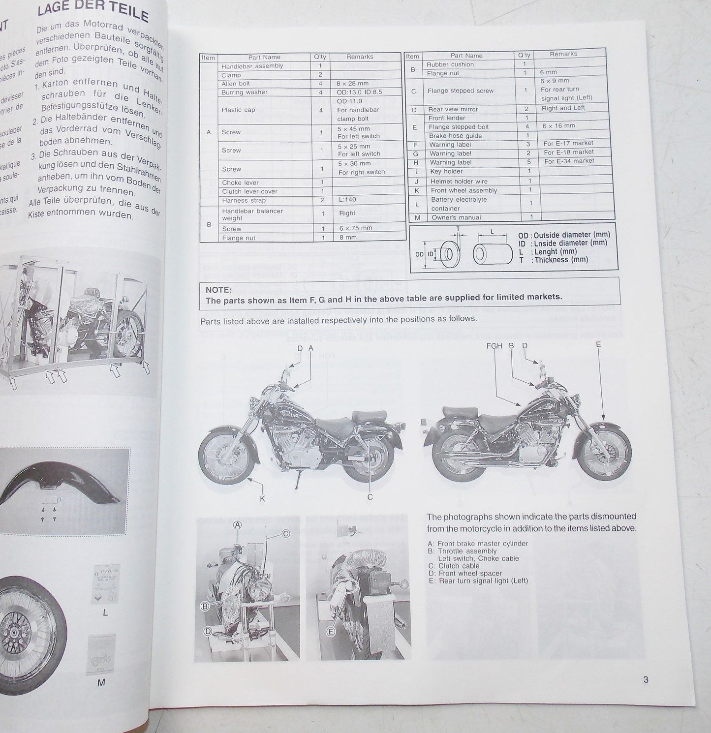 USED SUZUKI 1999  SET-UP MANUAL  VL125Y/UY   99505-01060-011 - MotoRaider