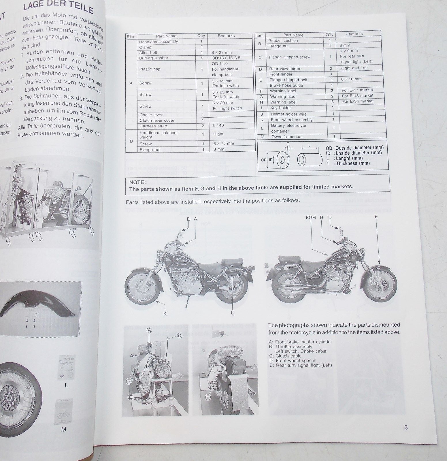 USED SUZUKI 1999  SET-UP MANUAL  VL125Y/UY   99505-01060-011 - MotoRaider
