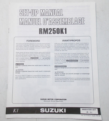 USED SUZUKI 2000  SET-UP MANUAL RM250K1 99505-01051-01T - MotoRaider