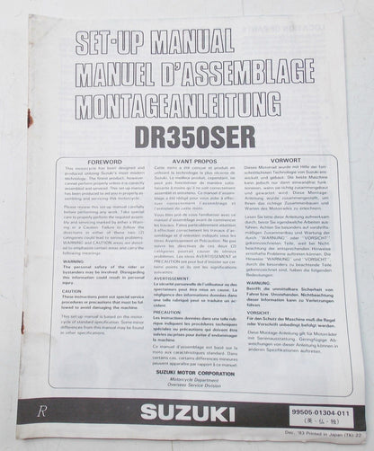 USED SUZUKI 1993  SET-UP MANUAL DR350SER   99505-01304-011 - MotoRaider