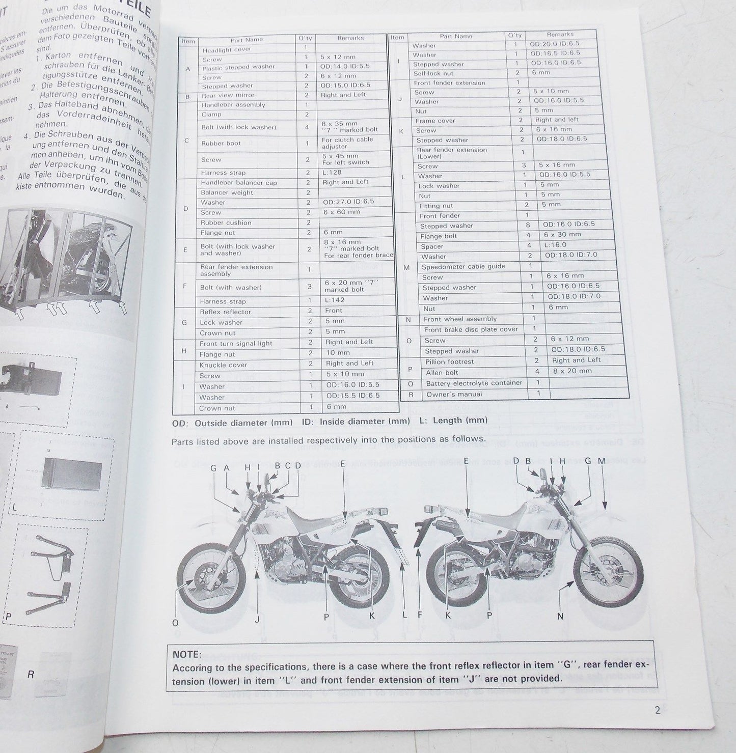 USED SUZUKI 1993   SET-UP MANUAL  DR650RER/SER   99505-01294-011 - MotoRaider