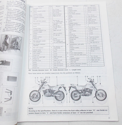 USED SUZUKI 1993   SET-UP MANUAL  DR650RER/SER   99505-01294-011 - MotoRaider