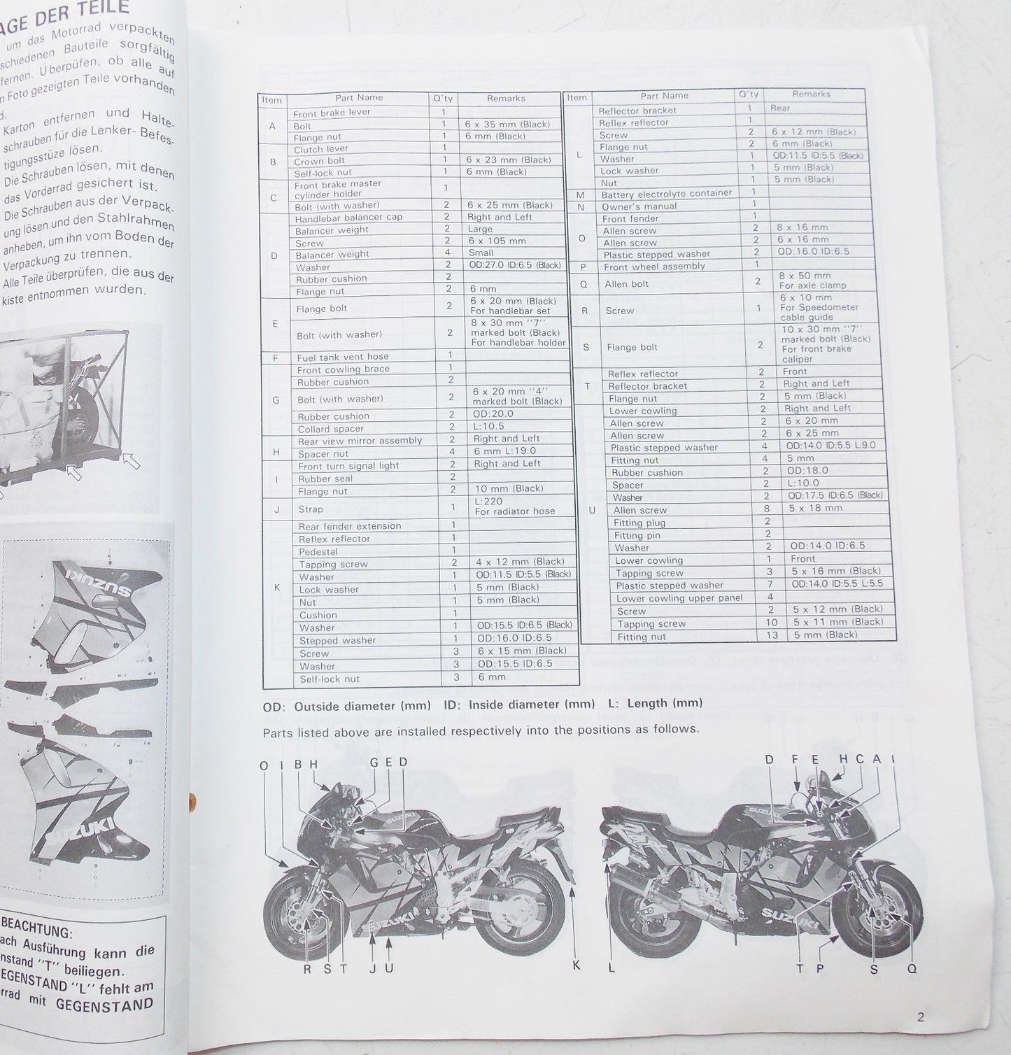 USED SUZUKI  1991 SET-UP MANUAL GSX-R750WN  99505-01222-011 - MotoRaider