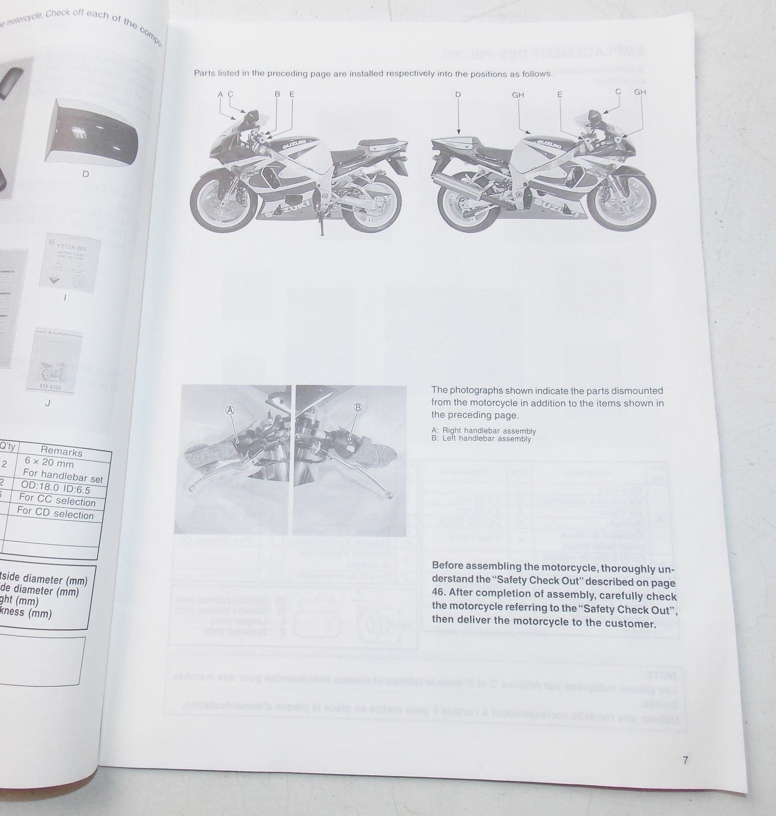 USED SUZUKI 2000 SET  UP MANUAL GSX-R750Y   99505-01210-011 - MotoRaider