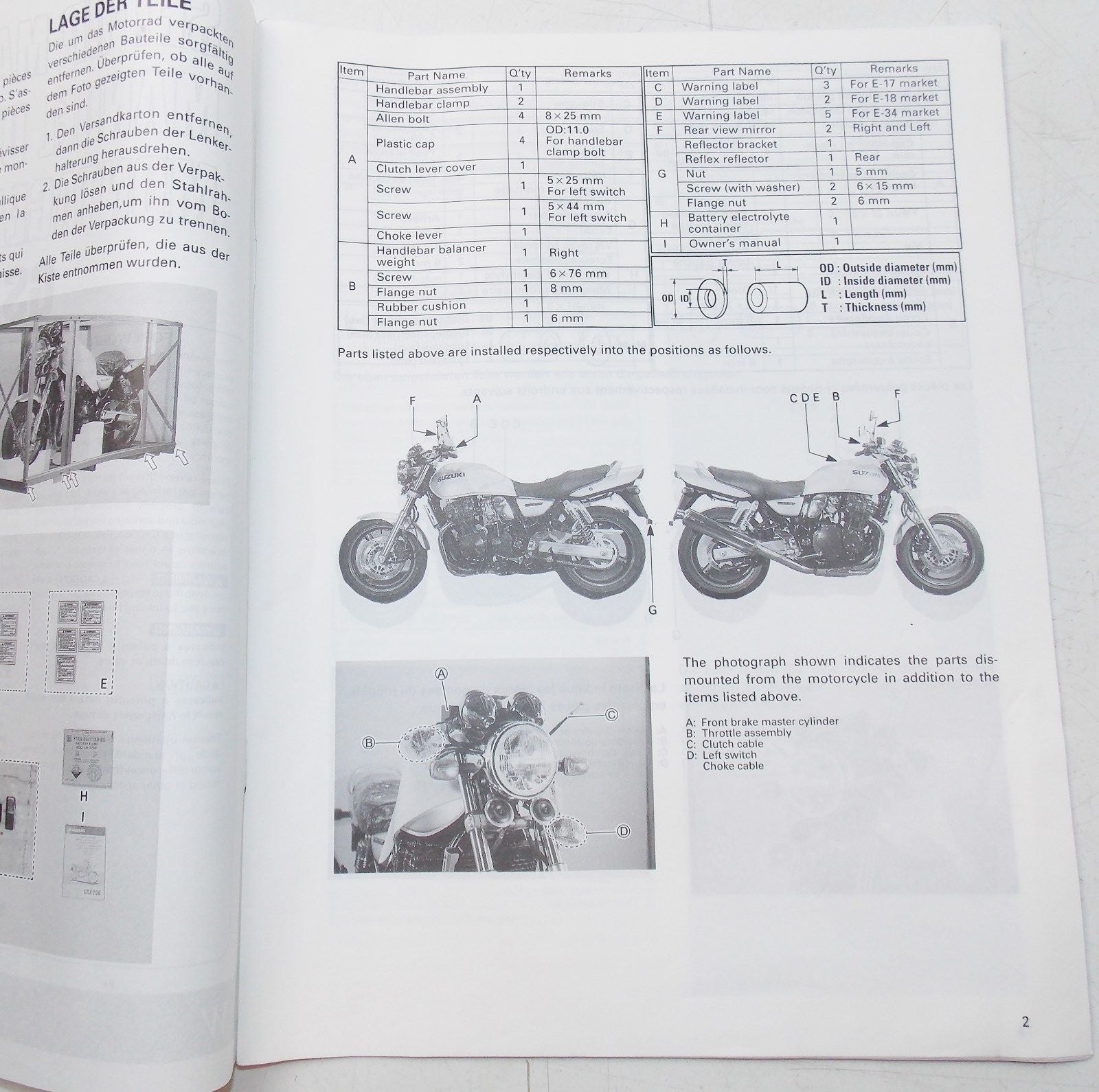 USED SUZUKI 1997 SET UP MANUAL GSX-750W   99505-01118-011 - MotoRaider