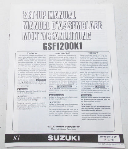 USED SUZUKI 2000 SET UP MANUAL GSF1200K1   99505-01011-011 - MotoRaider