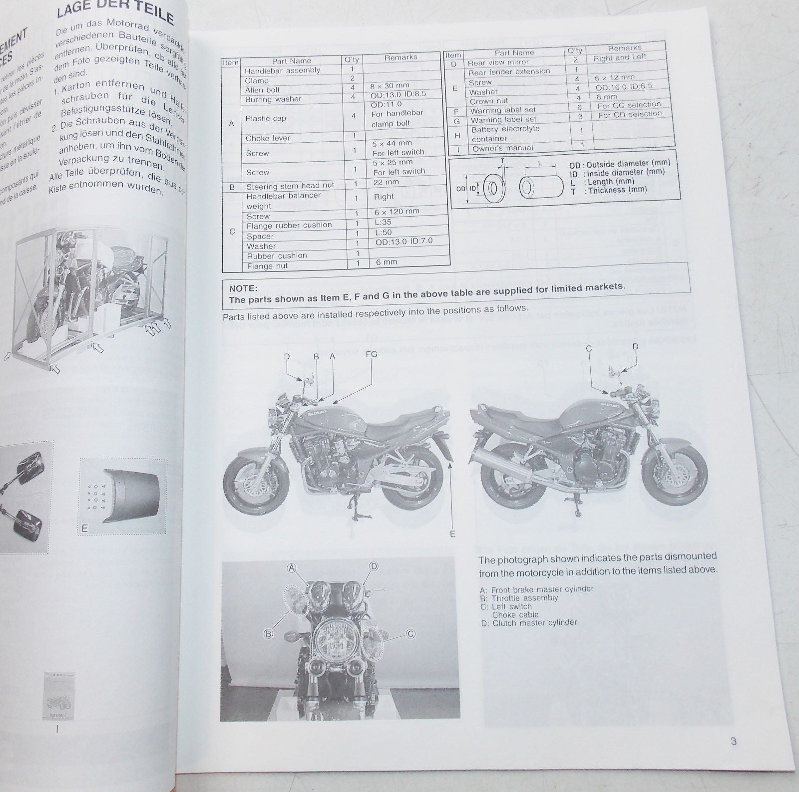 USED SUZUKI 2000 SET UP MANUAL GSF1200K1   99505-01011-011 - MotoRaider