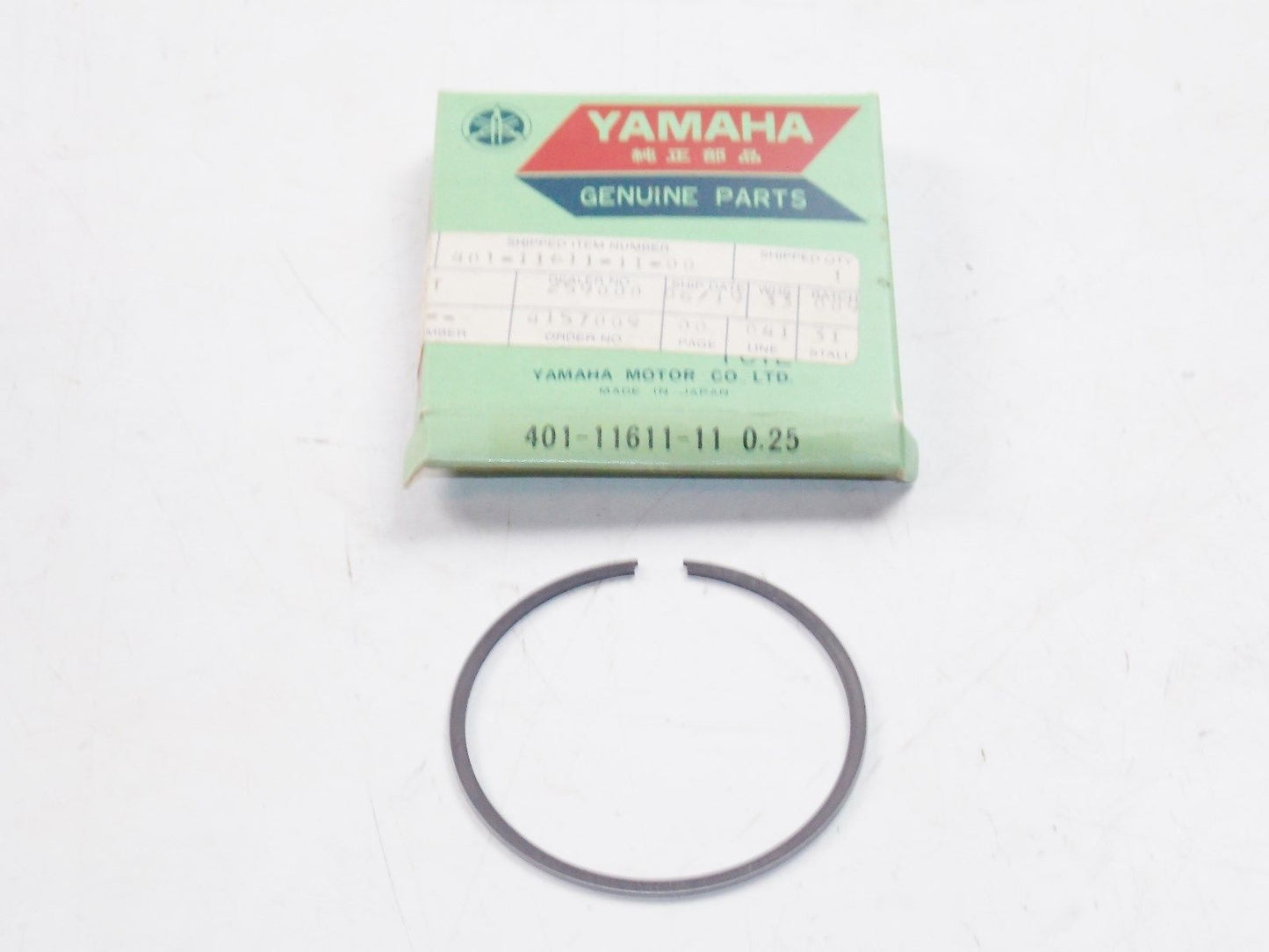 NOS YAMAHA  1974-1977 PISTON RING 1ST O/S 0.25 MX125 YZ125/100  401-11611-11 - MotoRaider