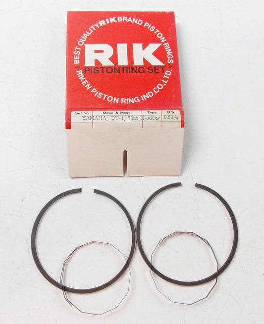 NOS YAMAHA  1968 1969 1970 RIKEN PISTON RING SET 2ND O/S 0.50 DT-1 214-11601-20 - MotoRaider