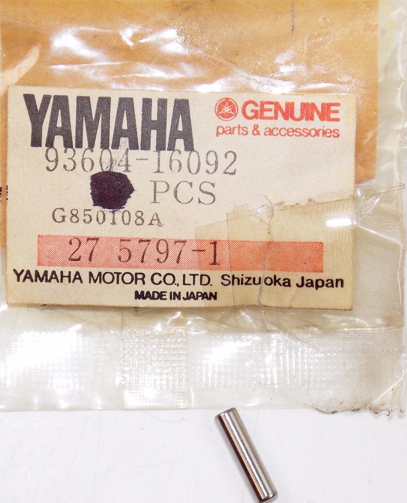 NOS YAMAHA 1977-2016 1977 TT500D TT500D SR500F PIN DOWEL 93604-16092 - MotoRaider