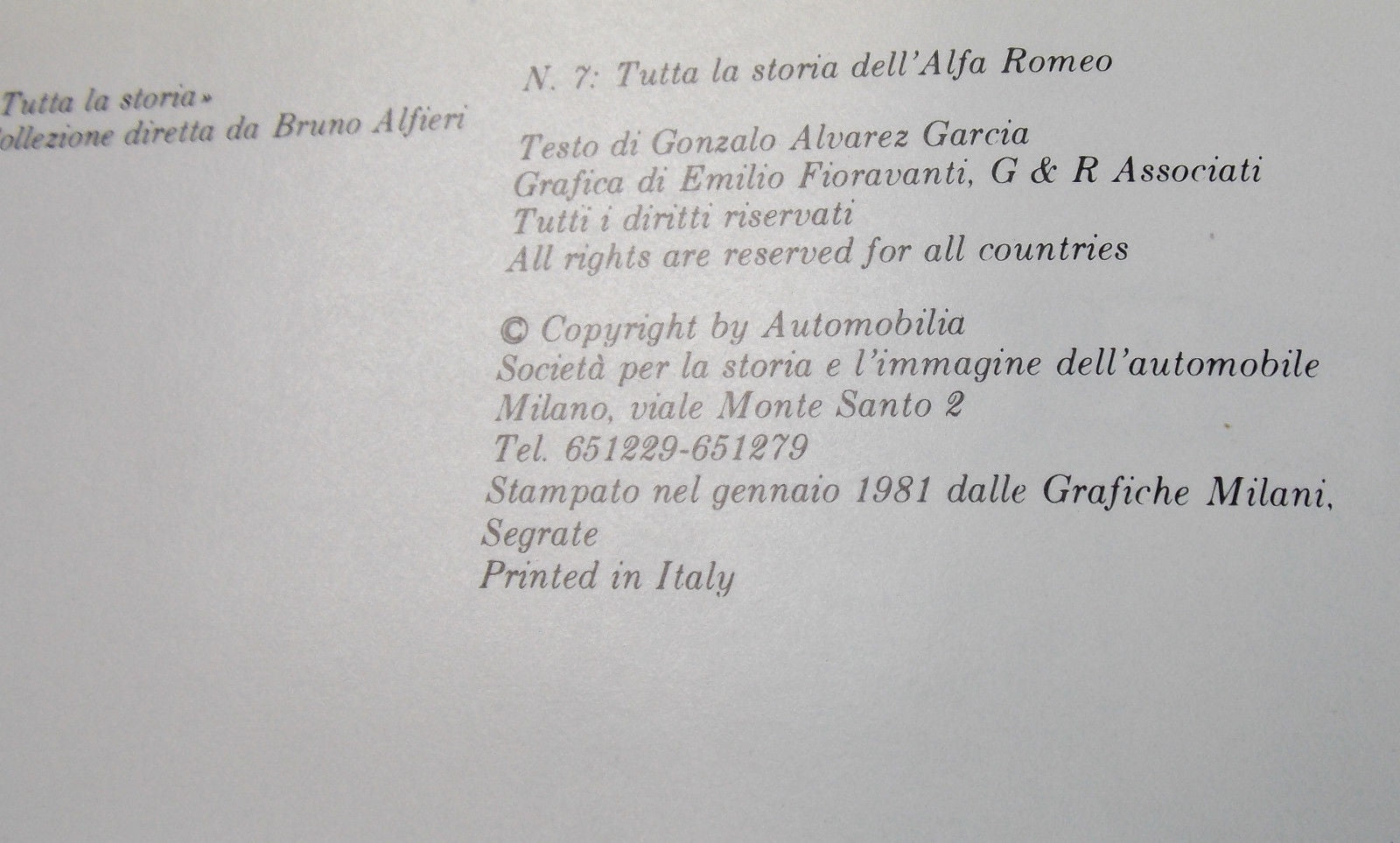 1981 ALFA ROMEO HISTORY BOOK 4"X6" ITALIAN BOOKLET 6C 8C 1750 ALFETTA GIULIA GT - MotoRaider