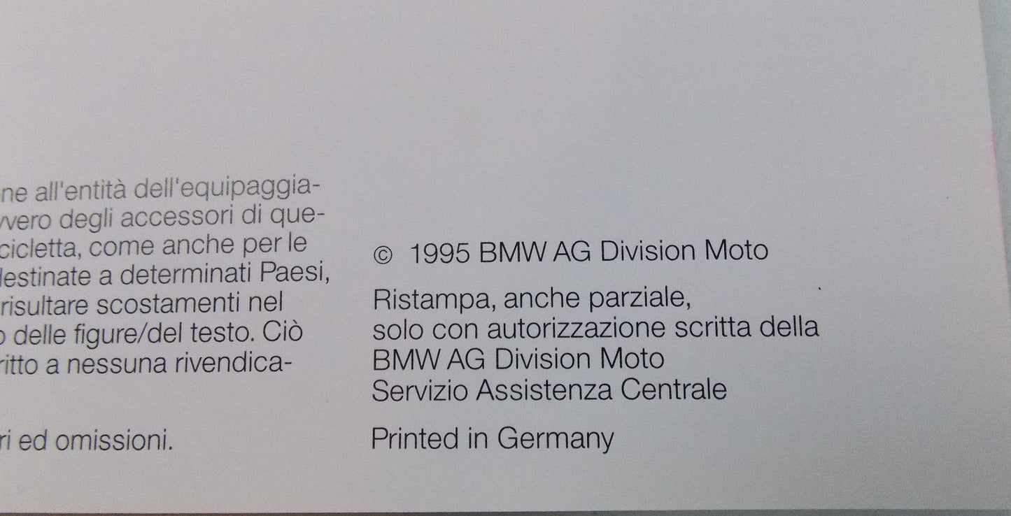 1995 BMW F 650 OWNER MANUAL BOOK USE MAINTENANCE SERVICE TECHNICAL INFO ITALIAN - MotoRaider