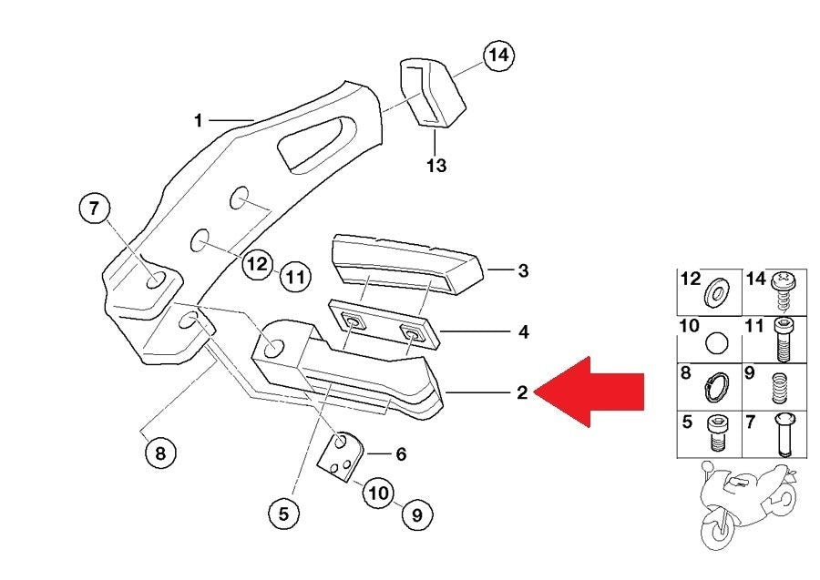 NOS OEM BMW 2000-2006 R1150R/Rockster FOOTREST REAR RIGHT # 46717669764 - MotoRaider