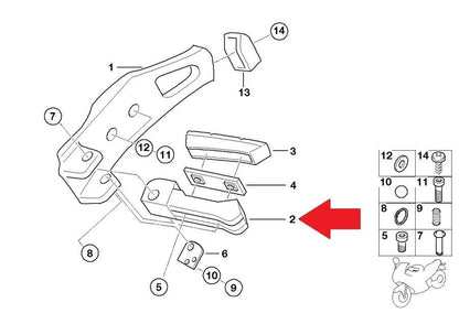 NOS OEM BMW 2000-2006 R1150R/Rockster FOOTREST REAR RIGHT # 46717669764 - MotoRaider