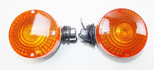 VINTAGE TURN SIGNAL BLINKER AMBER REFLECTOR SUZUKI KAWASAKI YAMAHA 3.5" 90mm - MotoRaider